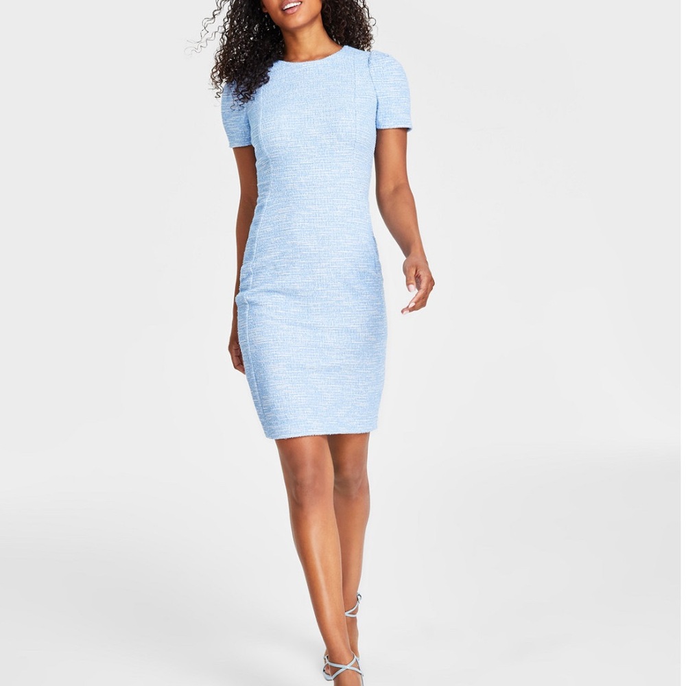 Calvin Klein | Women’s Tweed Short-sleeve Sheath Mini Dress